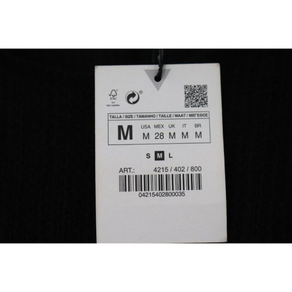 NWT Zara Women’s Size Medium Textured Dress Ruffles Black long sleeve 4215 - Picture 6 of 11